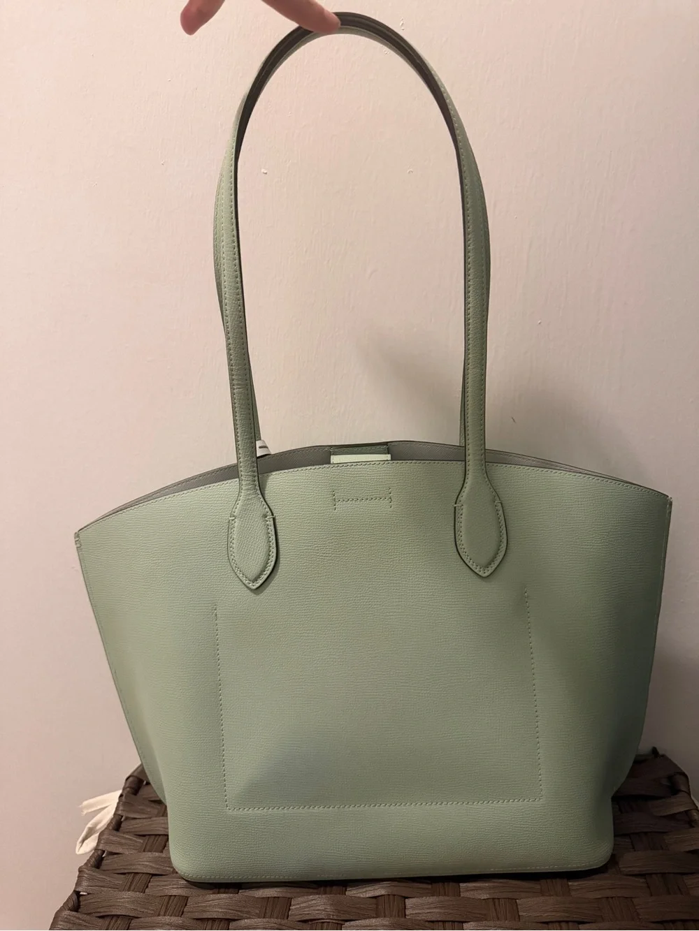 kate spade mint green leather tote with ID tag